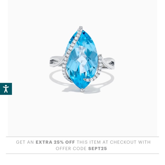 Stunning EFFY Topaz Diamond 14k White Gold Ring - Picture 4 of 4